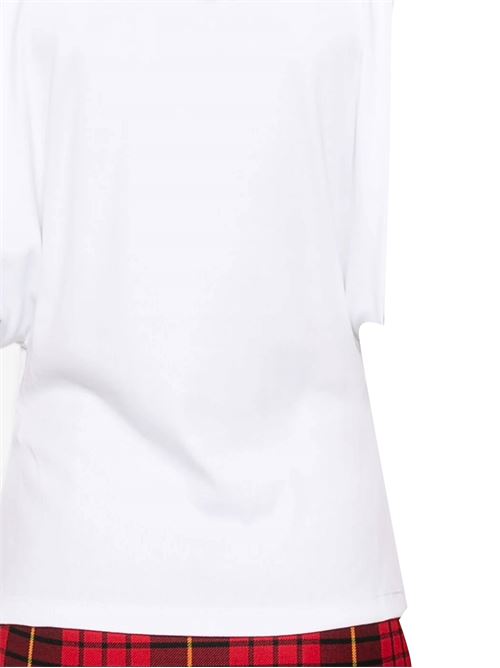 Canotta A Coste Drappeggiata da Donna in Bianco Ottico Alexander McQueen | 804191QLADW9000